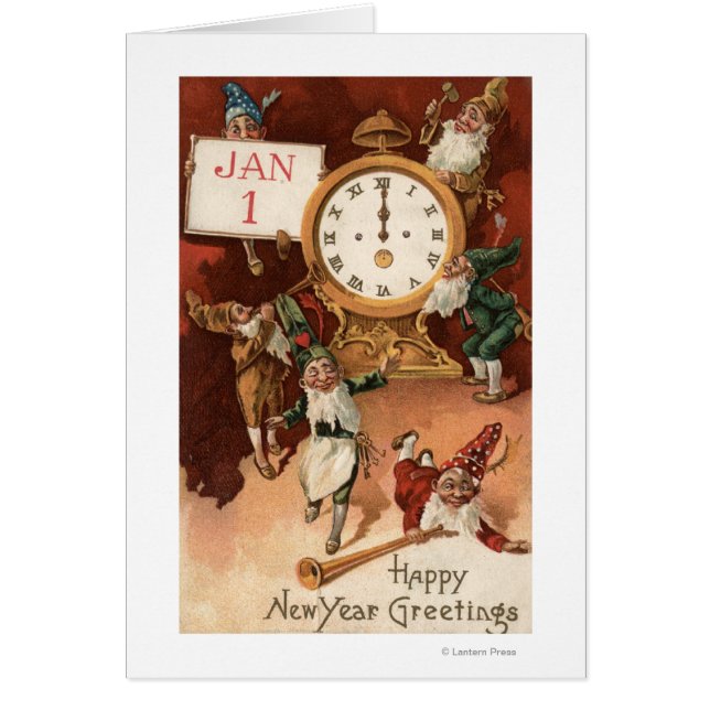 Gnomes Partying Around a Clock (Front)