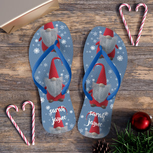 Gnomes Pattern Christmas in July Personalised Jandals