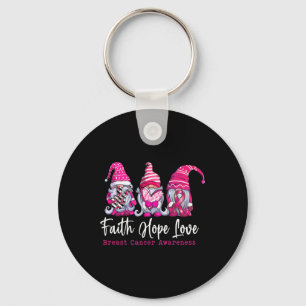 Gnomes Pink Warrior Faith Hope Love Breast Cancer Key Ring
