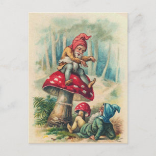 "Gnomes Playing on a Toadstool" Postcard