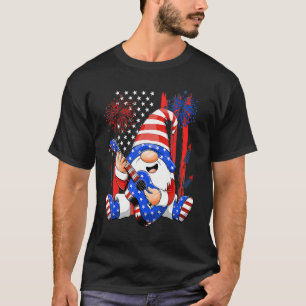 Gnomes Proud American Flag Fireworks 4th Of July T-Shirt