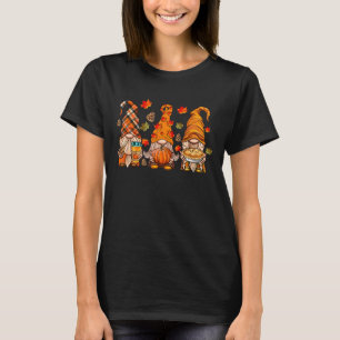 Gnomes Pumpkin Print Plaid Gnomes Fall Autumn Than T-Shirt