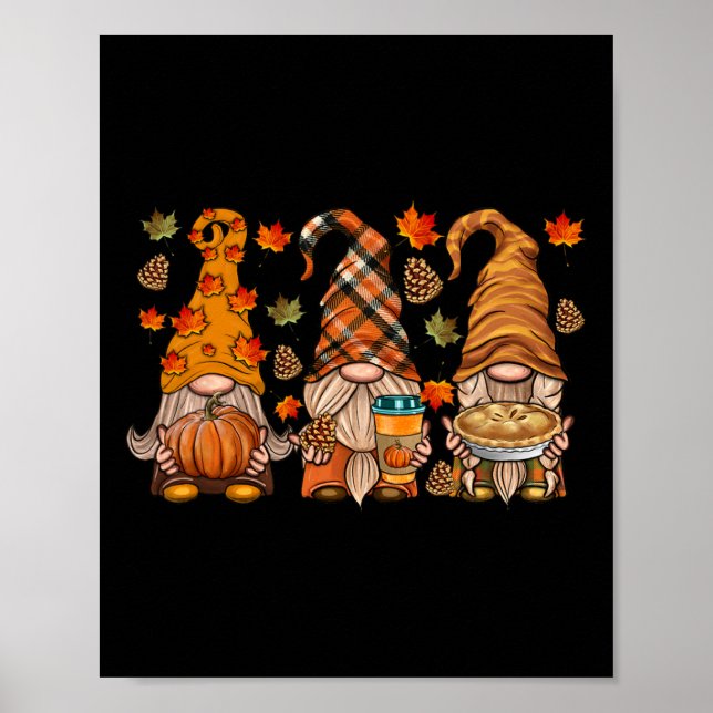 Gnomes Pumpkin Spice Coffee Latte Fall Autumn Than Poster (Front)