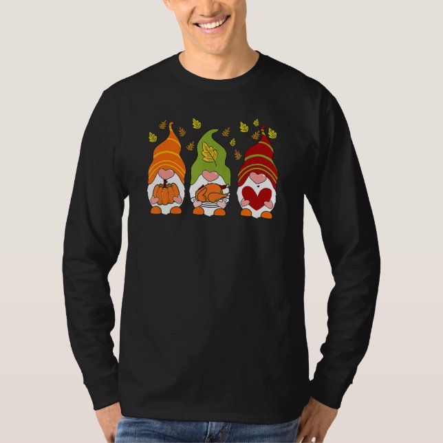 Gnomes Pumpkin Turkey Thanksgiving Day Cute Fall A T-Shirt (Front)