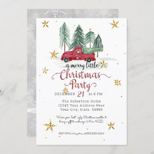 Gnomes Red Farm Truck Merry Little Christmas Party Holiday Card