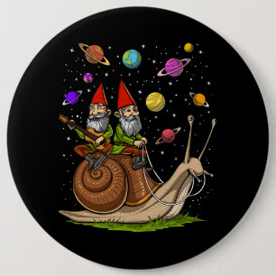 Gnomes Riding Snail 6 Cm Round Badge