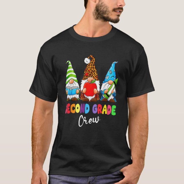 Gnomes Second Grade Crew First Day Teacher Back To T-Shirt (Front)