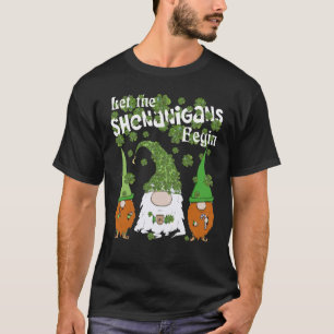 Gnomes Shamrock Let Shenanigans Begin St Patricks T-Shirt