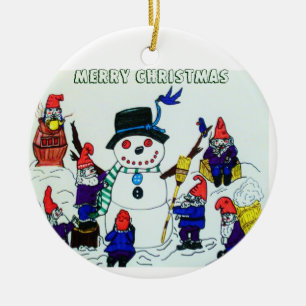 GNOMES SNOWMAN, CHRISTMAS ornament