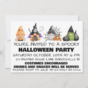 Gnomes Spooky Halloween Party Inivitation  Holiday Card