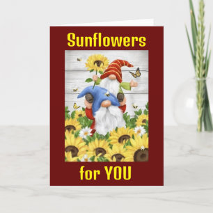 GNOMES/SUNFLOWERS ON YOUR 70th BIRTHDAY Card