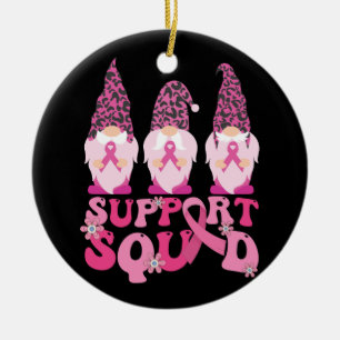 Gnomes Support Squad Breast Cancer Awareness  Ceramic Tree Decoration