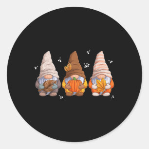 Gnomes Thanksgiving Gnomes With Pumpkin Autumn Lea Classic Round Sticker