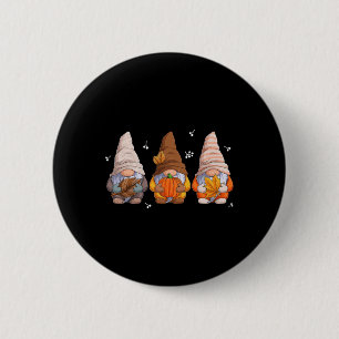Gnomes Thanksgiving Gnomes With Pumpkin Leaves 6 Cm Round Badge