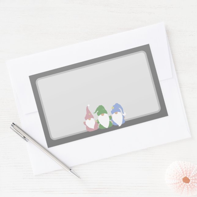 Gnomes Three Rectangular Sticker (Envelope)