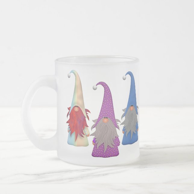 Gnomes Trio Frosted Glass Mug (Left)