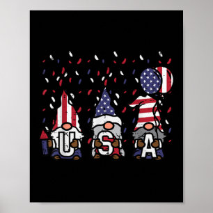 Gnomes Usa Us American Flag Memorial Day 4th Of Ju Poster