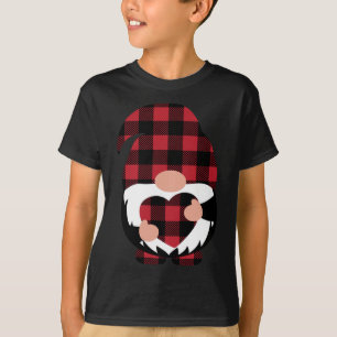 Gnomes Valentine's Day Love Leopard Buffalo Plaid  T-Shirt