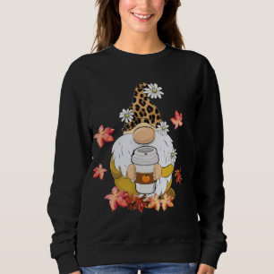 Gnomes Wearing Leopard Hat Thanksgiving Vibes Pump Sweatshirt