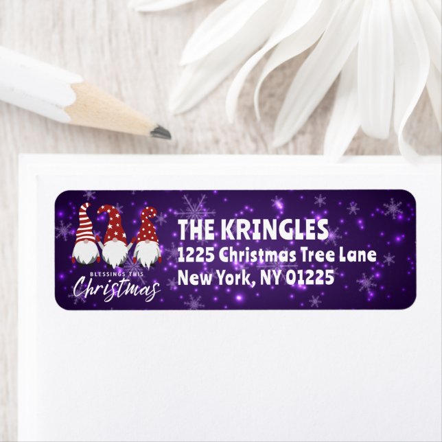 Gnomes With Blessings Deep Purple Return Address (Insitu)