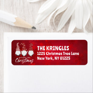 Gnomes With Blessings Deep Red Return Address