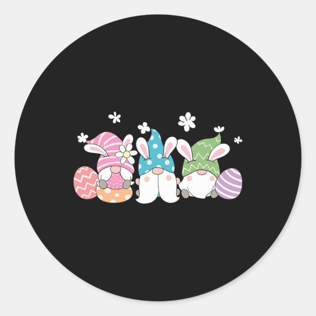 Gnomes With Bunny Ears And Easter Eggs Rabbit  Classic Round Sticker (Front)
