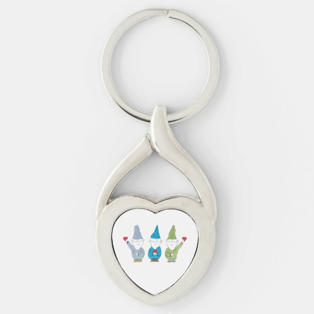 Gnomes With Hearts Magnet Key Ring (Front)