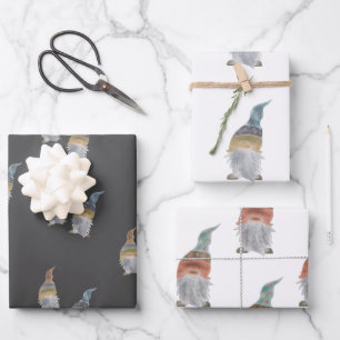 Gnomes wrapping paper sheets - set of 3