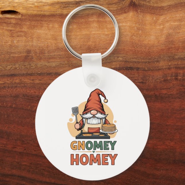 Gnomey homey pancakes design key ring (Back)