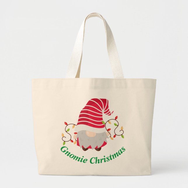 Gnomie Christmas Large Tote Bag (Front)