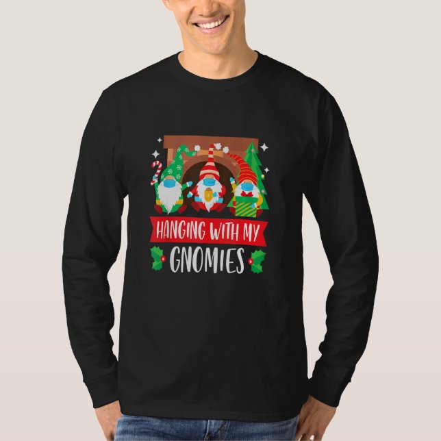 Gnomies Face Mask Funny Christmas Pajama For Famil T-Shirt (Front)