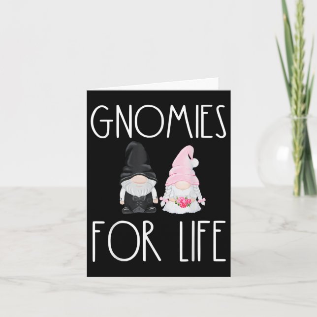 Gnomies For Life Funny Wedding Gnome Bride Groom M Card (Front)