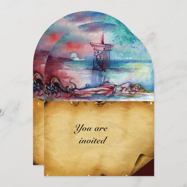 GNOMON  AND LADY OF THE LAKE Brown parchment Invitation (Front/Back)