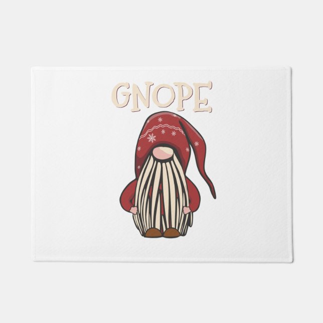 Gnope Tomte Graden Gnome Funny Nope Not Today Pun  Doormat (Front)