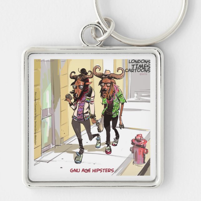 Gnu Age Hipsters Funny Key Ring (Front)