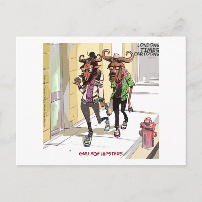 Gnu Age Hipsters Funny Postcard (Front)