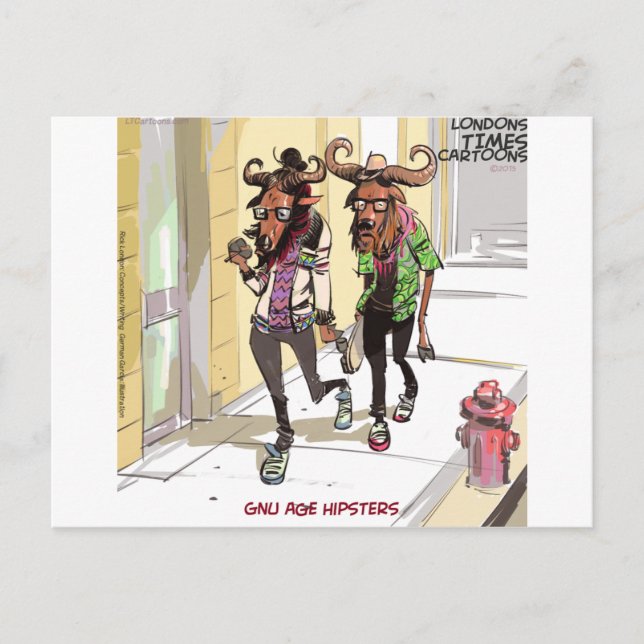 Gnu Age Hipsters Rick London Funny Postcard (Front)