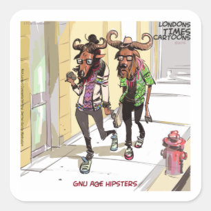 Gnu Age Hipsters Rick London Funny Square Sticker
