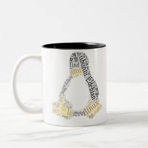 GNU / Linux Tux and GNU head + GPL v2 Preamble Two-Tone Coffee Mug