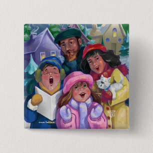 Go a Caroling Illustration 15 Cm Square Badge