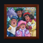 Go a Caroling Illustration Gift Box<br><div class="desc">A family of four is out on their traditional Christmas caroling trip in a quaint neighbourhood. Singing, cheer and merriment for all in this fun original art by our talented children's illustrator, Traci Van Wagoner. Enjoy the holiday season and share your seasonal greetings with this festive family and join in...</div>