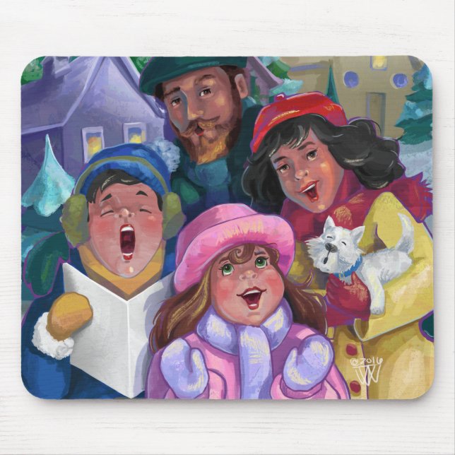 Go a Caroling Illustration Mouse Pad (Front)