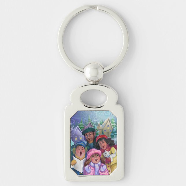 Go a Caroling Painting Key Ring (Front)