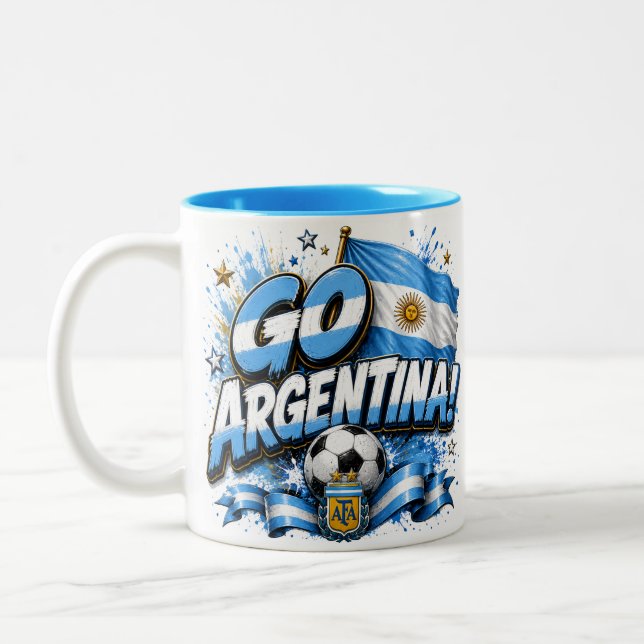 Go Argentina Soccer Design | Argentin Two-Tone Coffee Mug (Left)