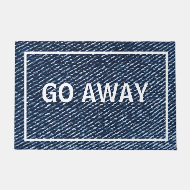 Go Away Custom Funny Rustic Burlap Doormat (Front)