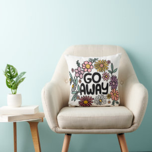 GO AWAY Funny Floral Cute Daisy Hand-Drawn Cushion
