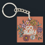 GO AWAY Funny Floral Cute Daisy Hand-Drawn Key Ring<br><div class="desc">Sweet drawing! Check my shop for more options or let me know if you'd like something custom! I can create custom art if you like! :) Just send me a direct message.</div>