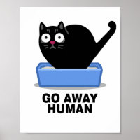 Go Away Human Funny Cute Black Cat Hates Humans