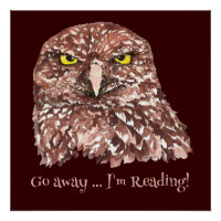 Go Away I'm Reading! Grumpy Owl Humour Quote