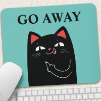 Go Away Middle Finger Black Cat Funny